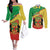 Personalized Congo-Brazzaville Independence Day Couples Matching Off The Shoulder Long Sleeve Dress and Long Sleeve Button Shirt Coat Of Arms Grunge Style - Wonder Print Shop