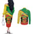 Personalized Congo-Brazzaville Independence Day Couples Matching Off The Shoulder Long Sleeve Dress and Long Sleeve Button Shirt Coat Of Arms Grunge Style - Wonder Print Shop