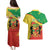 Personalized Congo-Brazzaville Independence Day Couples Matching Puletasi and Hawaiian Shirt Coat Of Arms Grunge Style - Wonder Print Shop
