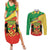 Personalized Congo-Brazzaville Independence Day Couples Matching Summer Maxi Dress and Long Sleeve Button Shirt Coat Of Arms Grunge Style - Wonder Print Shop