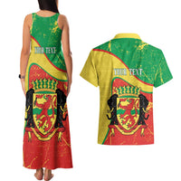 Personalized Congo-Brazzaville Independence Day Couples Matching Tank Maxi Dress and Hawaiian Shirt Coat Of Arms Grunge Style - Wonder Print Shop