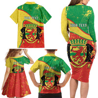 Personalized Congo-Brazzaville Independence Day Family Matching Long Sleeve Bodycon Dress and Hawaiian Shirt Coat Of Arms Grunge Style - Wonder Print Shop