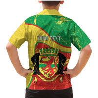 Personalized Congo-Brazzaville Independence Day Family Matching Mermaid Dress and Hawaiian Shirt Coat Of Arms Grunge Style - Wonder Print Shop