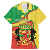 Personalized Congo-Brazzaville Independence Day Family Matching Mermaid Dress and Hawaiian Shirt Coat Of Arms Grunge Style - Wonder Print Shop