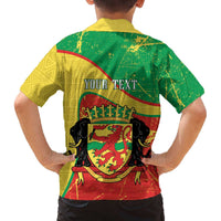 Personalized Congo-Brazzaville Independence Day Family Matching Off The Shoulder Long Sleeve Dress and Hawaiian Shirt Coat Of Arms Grunge Style - Wonder Print Shop