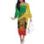 Personalized Congo-Brazzaville Independence Day Family Matching Off The Shoulder Long Sleeve Dress and Hawaiian Shirt Coat Of Arms Grunge Style - Wonder Print Shop