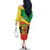 Personalized Congo-Brazzaville Independence Day Family Matching Off The Shoulder Long Sleeve Dress and Hawaiian Shirt Coat Of Arms Grunge Style - Wonder Print Shop