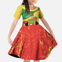 Personalized Congo-Brazzaville Independence Day Family Matching Off Shoulder Maxi Dress and Hawaiian Shirt Coat Of Arms Grunge Style - Wonder Print Shop