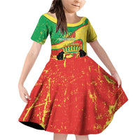 Personalized Congo-Brazzaville Independence Day Family Matching Off Shoulder Short Dress and Hawaiian Shirt Coat Of Arms Grunge Style - Wonder Print Shop