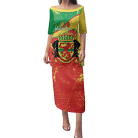Personalized Congo-Brazzaville Independence Day Family Matching Puletasi and Hawaiian Shirt Coat Of Arms Grunge Style - Wonder Print Shop