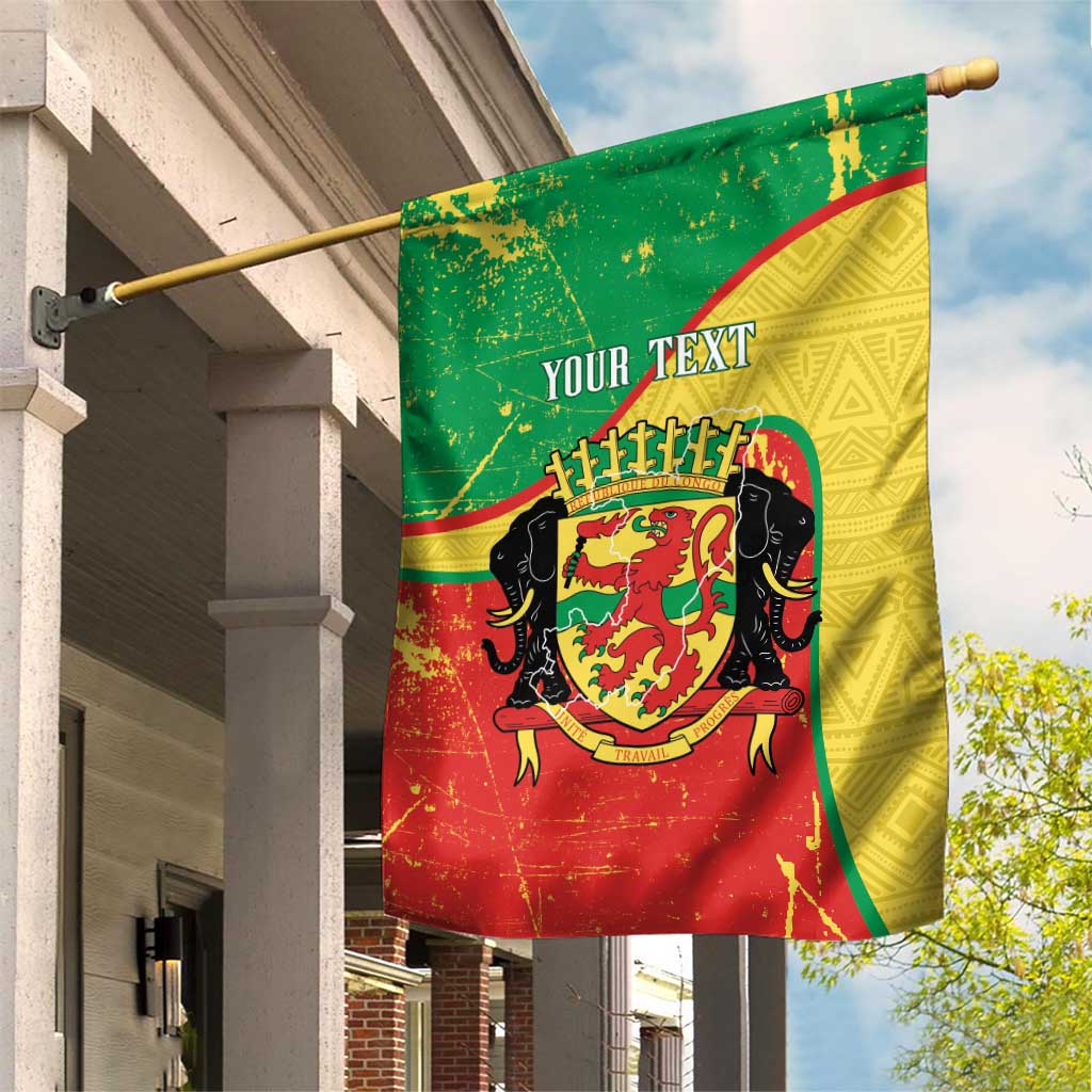 Personalized Congo-Brazzaville Independence Day Garden Flag Coat Of Arms Grunge Style - Wonder Print Shop