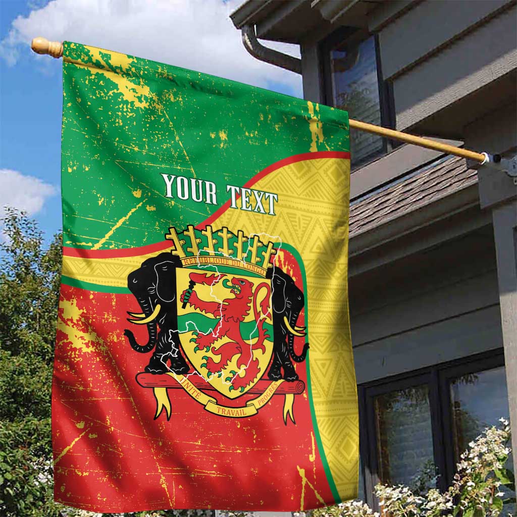 Personalized Congo-Brazzaville Independence Day Garden Flag Coat Of Arms Grunge Style - Wonder Print Shop