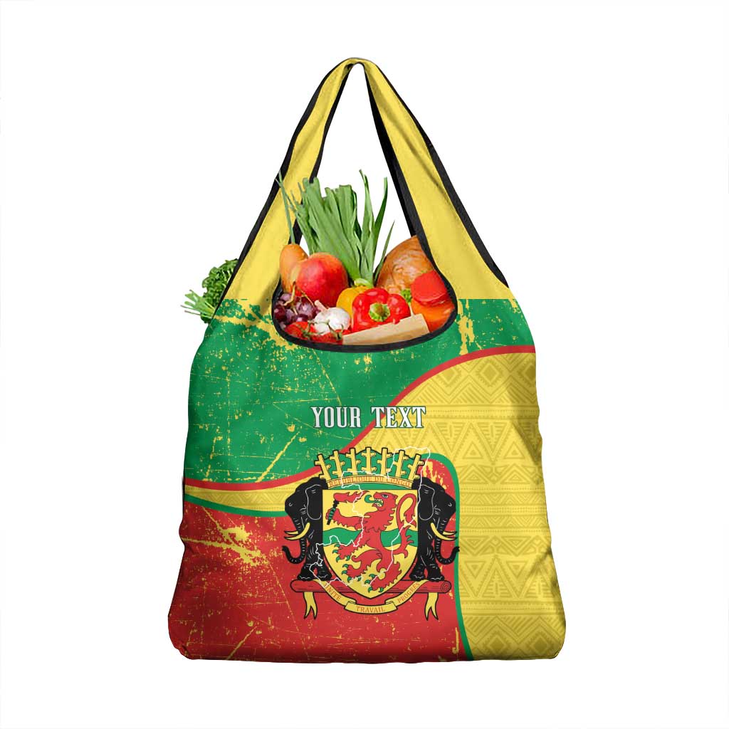 Personalized Congo-Brazzaville Independence Day Grocery Bag Coat Of Arms Grunge Style - Wonder Print Shop