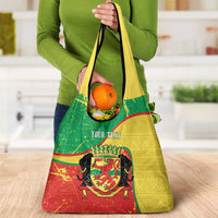 Personalized Congo-Brazzaville Independence Day Grocery Bag Coat Of Arms Grunge Style - Wonder Print Shop