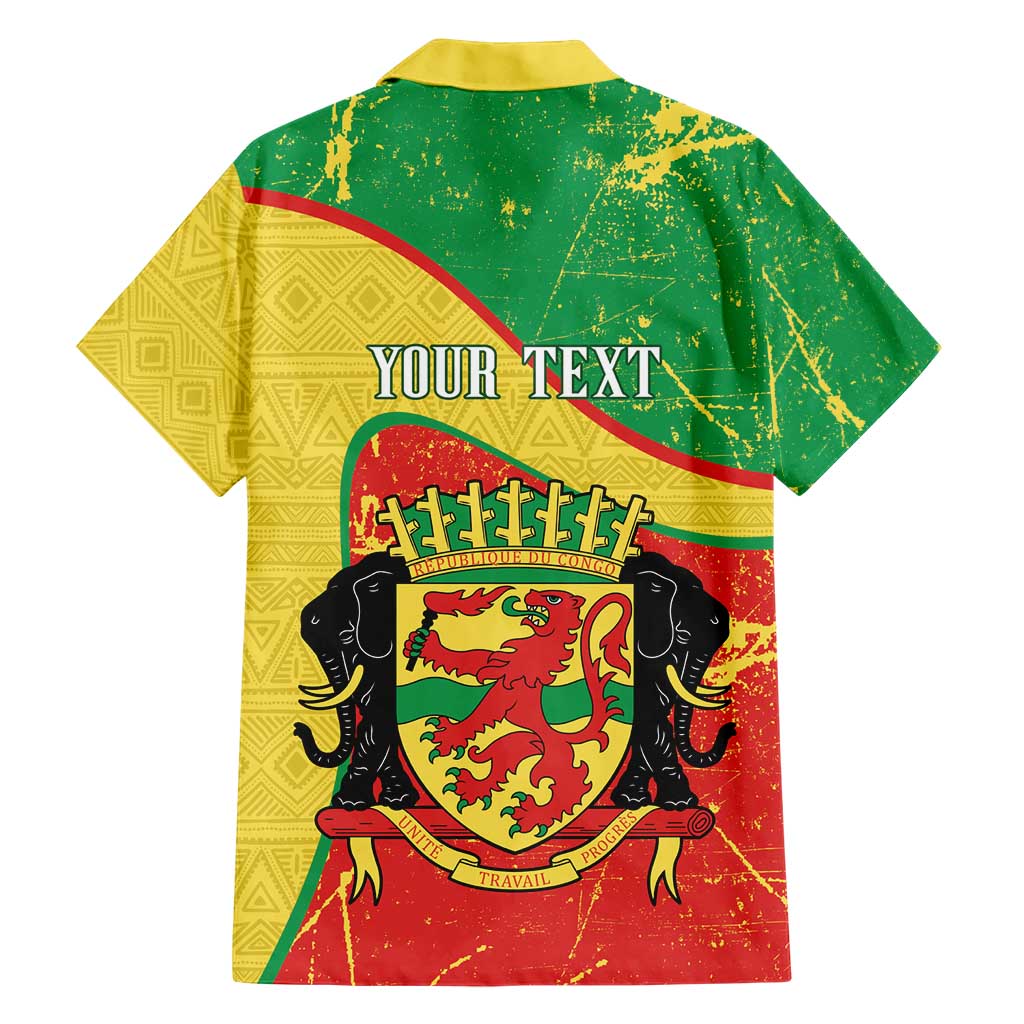 Personalized Congo-Brazzaville Independence Day Hawaiian Shirt Coat Of Arms Grunge Style - Wonder Print Shop