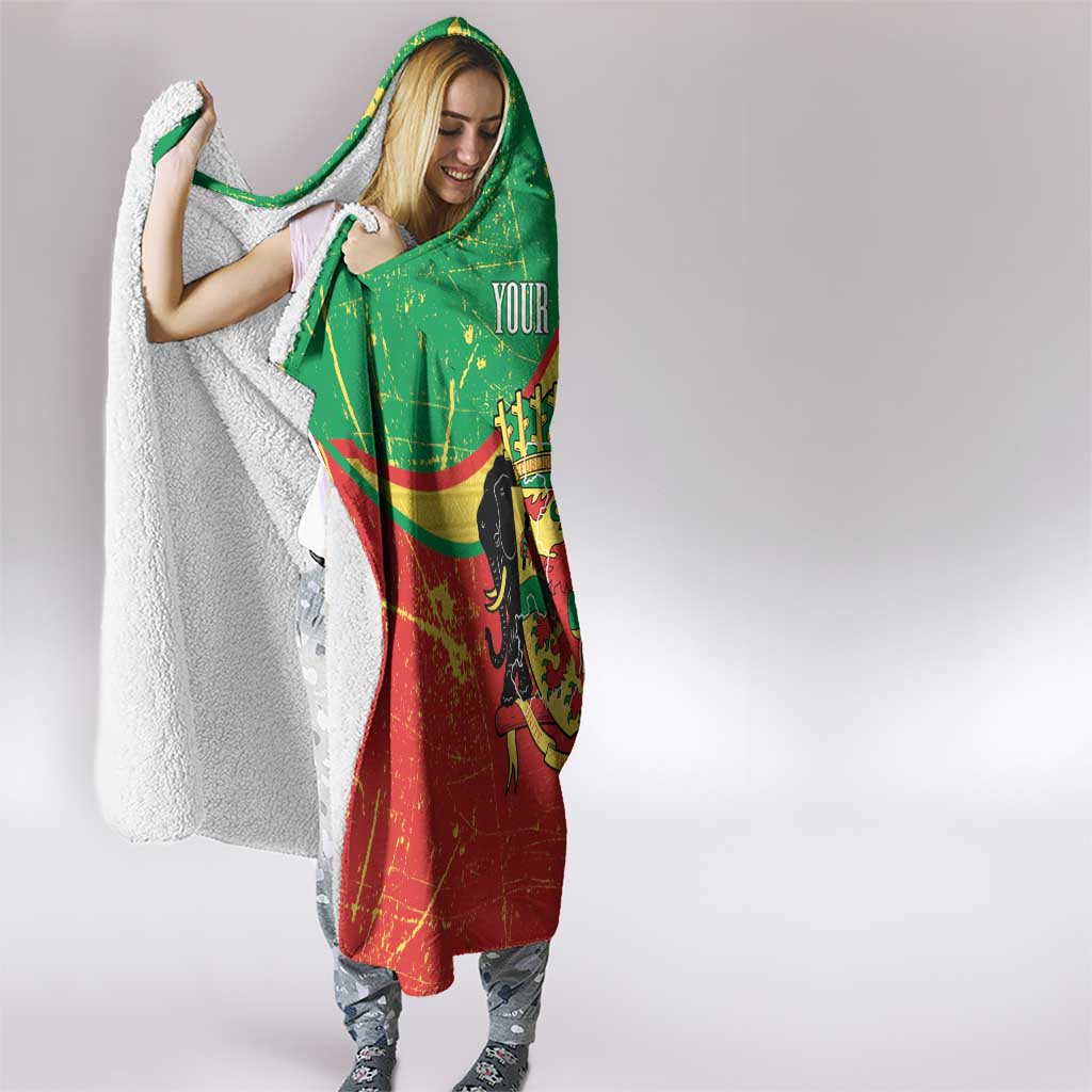 Personalized Congo-Brazzaville Independence Day Hooded Blanket Coat Of Arms Grunge Style - Wonder Print Shop