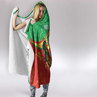 Personalized Congo-Brazzaville Independence Day Hooded Blanket Coat Of Arms Grunge Style - Wonder Print Shop