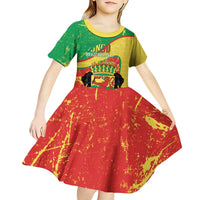 Personalized Congo-Brazzaville Independence Day Kid Short Sleeve Dress Coat Of Arms Grunge Style - Wonder Print Shop