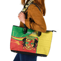 Personalized Congo-Brazzaville Independence Day Leather Tote Bag Coat Of Arms Grunge Style - Wonder Print Shop