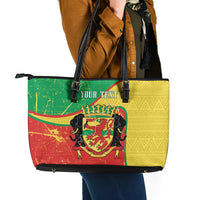 Personalized Congo-Brazzaville Independence Day Leather Tote Bag Coat Of Arms Grunge Style - Wonder Print Shop