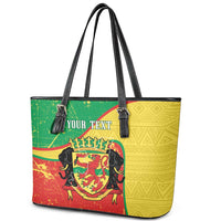 Personalized Congo-Brazzaville Independence Day Leather Tote Bag Coat Of Arms Grunge Style - Wonder Print Shop
