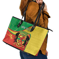 Personalized Congo-Brazzaville Independence Day Leather Tote Bag Coat Of Arms Grunge Style - Wonder Print Shop