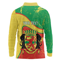 Personalized Congo-Brazzaville Independence Day Long Sleeve Polo Shirt Coat Of Arms Grunge Style - Wonder Print Shop