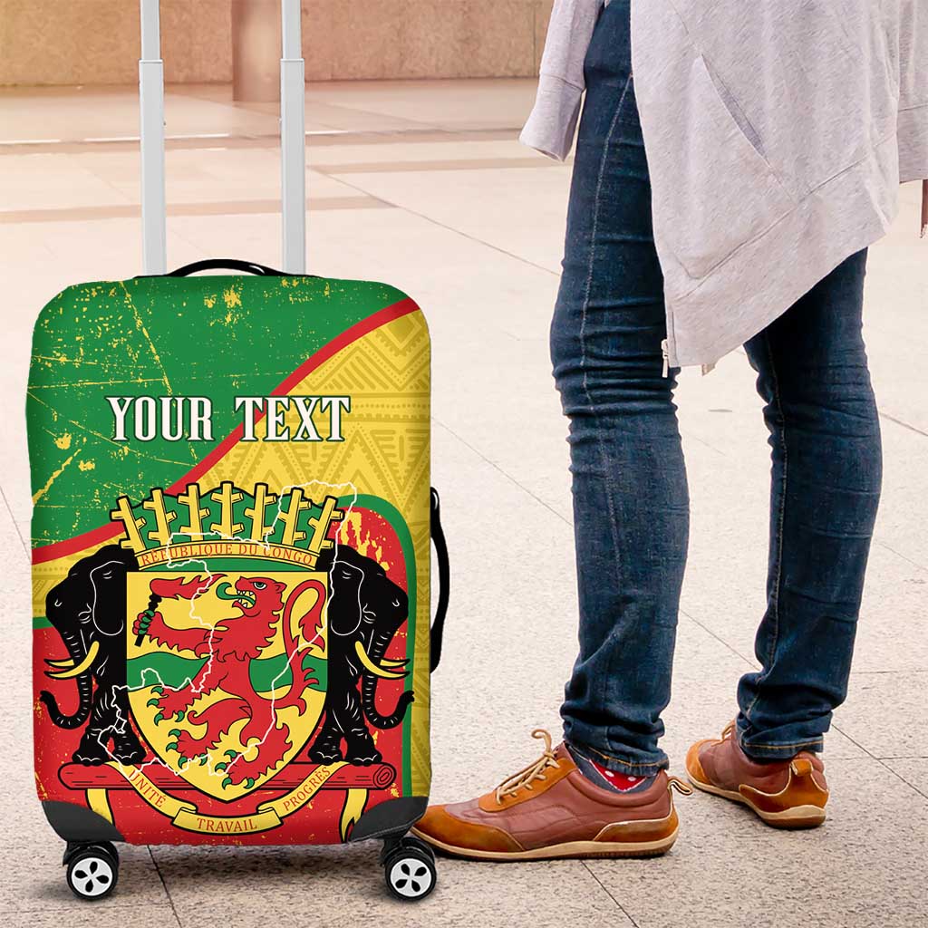 Personalized Congo-Brazzaville Independence Day Luggage Cover Coat Of Arms Grunge Style - Wonder Print Shop