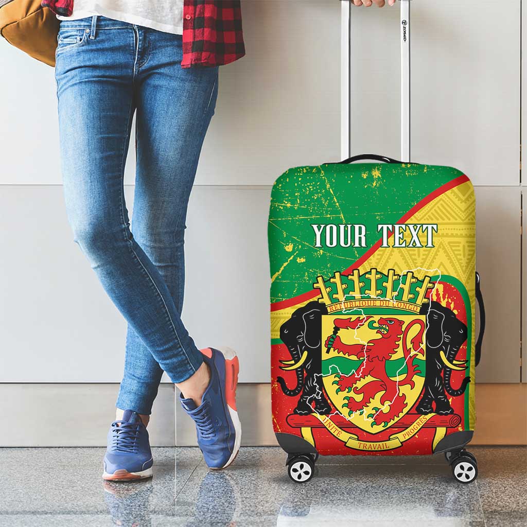 Personalized Congo-Brazzaville Independence Day Luggage Cover Coat Of Arms Grunge Style - Wonder Print Shop