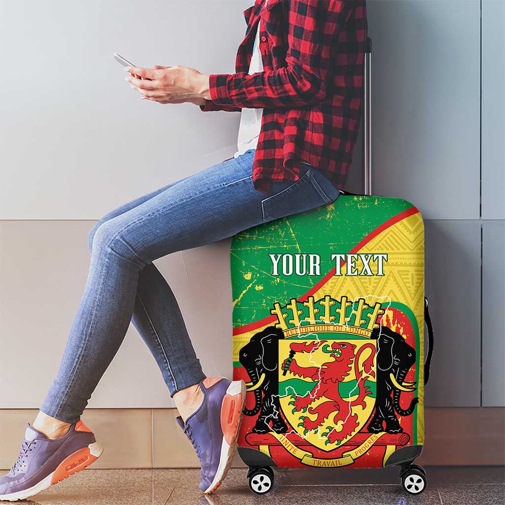 Personalized Congo-Brazzaville Independence Day Luggage Cover Coat Of Arms Grunge Style - Wonder Print Shop