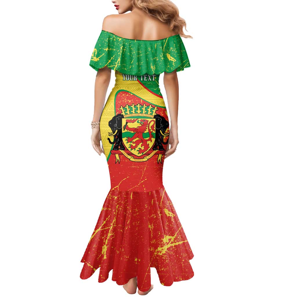 Personalized Congo-Brazzaville Independence Day Mermaid Dress Coat Of Arms Grunge Style - Wonder Print Shop