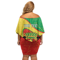 Personalized Congo-Brazzaville Independence Day Off Shoulder Short Dress Coat Of Arms Grunge Style - Wonder Print Shop