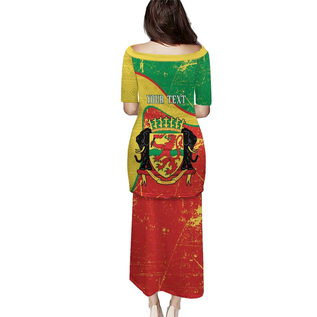 Personalized Congo-Brazzaville Independence Day Puletasi Coat Of Arms Grunge Style - Wonder Print Shop