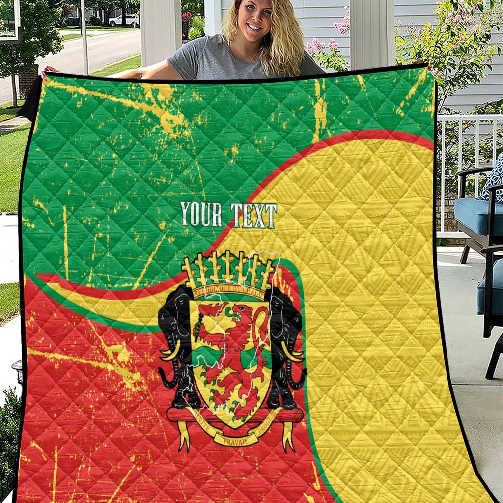 Personalized Congo-Brazzaville Independence Day Quilt Coat Of Arms Grunge Style - Wonder Print Shop