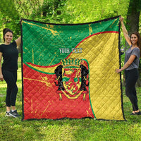 Personalized Congo-Brazzaville Independence Day Quilt Coat Of Arms Grunge Style - Wonder Print Shop