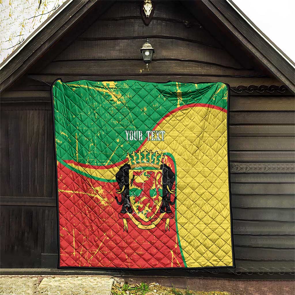 Personalized Congo-Brazzaville Independence Day Quilt Coat Of Arms Grunge Style - Wonder Print Shop