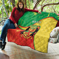 Personalized Congo-Brazzaville Independence Day Quilt Coat Of Arms Grunge Style - Wonder Print Shop