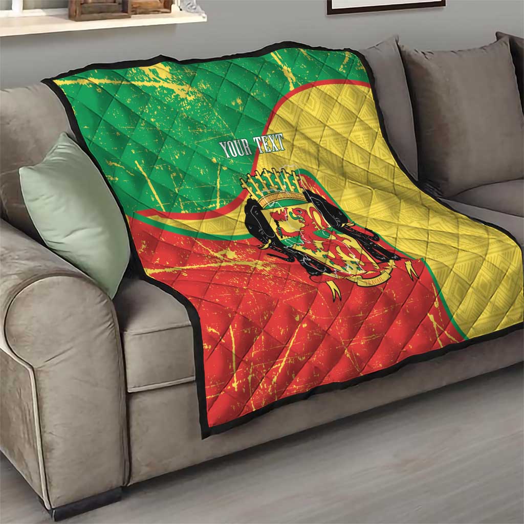 Personalized Congo-Brazzaville Independence Day Quilt Coat Of Arms Grunge Style - Wonder Print Shop