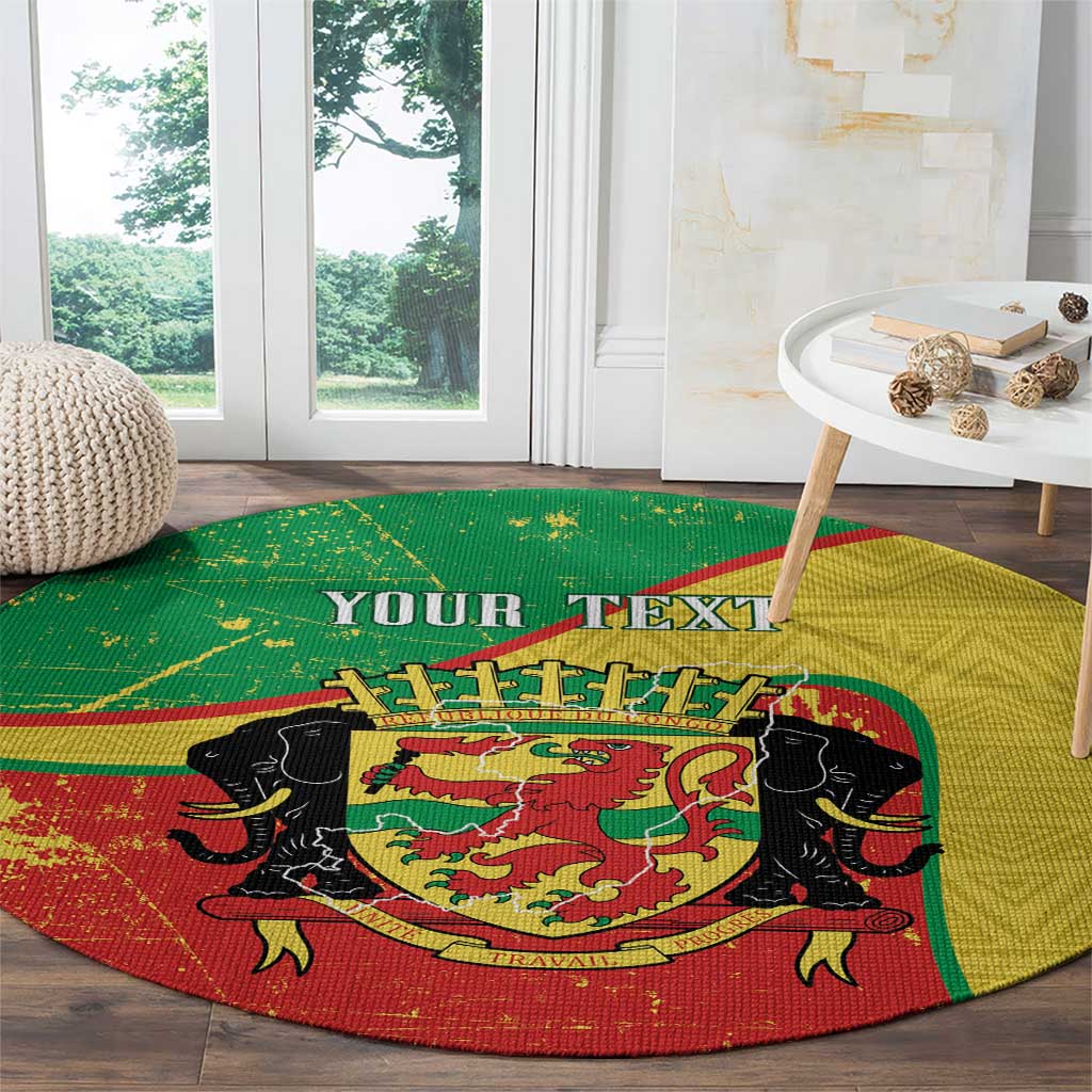 Personalized Congo-Brazzaville Independence Day Round Carpet Coat Of Arms Grunge Style - Wonder Print Shop