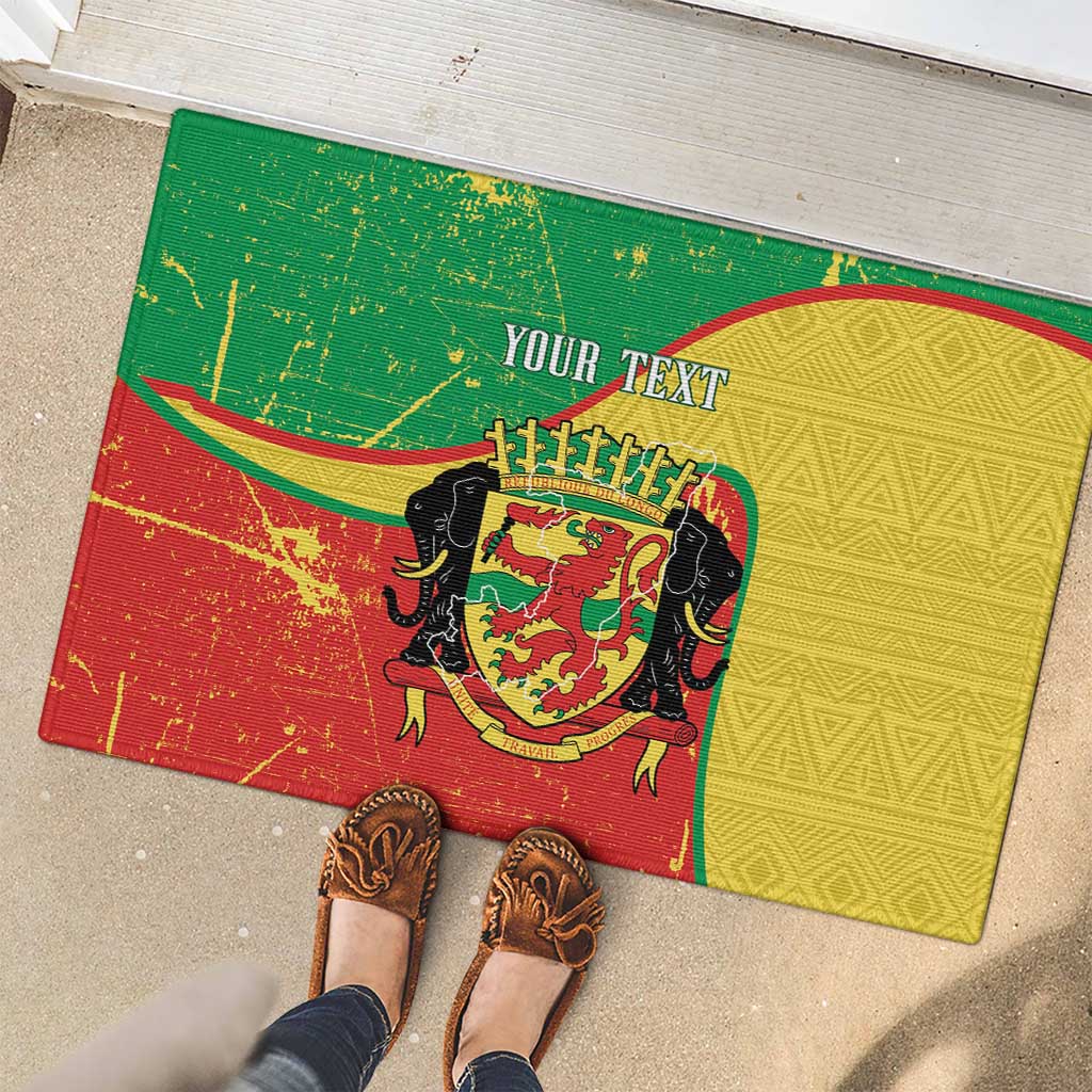 Personalized Congo-Brazzaville Independence Day Rubber Doormat Coat Of Arms Grunge Style - Wonder Print Shop