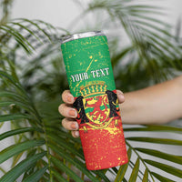 Personalized Congo-Brazzaville Independence Day Skinny Tumbler Coat Of Arms Grunge Style - Wonder Print Shop