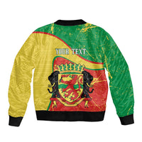 Personalized Congo-Brazzaville Independence Day Sleeve Zip Bomber Jacket Coat Of Arms Grunge Style - Wonder Print Shop