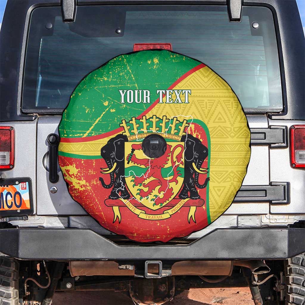 Personalized Congo-Brazzaville Independence Day Spare Tire Cover Coat Of Arms Grunge Style - Wonder Print Shop
