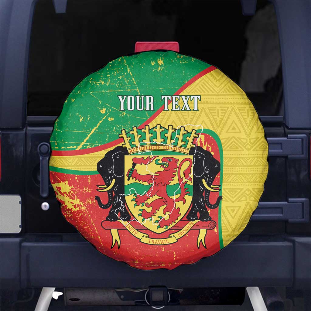 Personalized Congo-Brazzaville Independence Day Spare Tire Cover Coat Of Arms Grunge Style - Wonder Print Shop