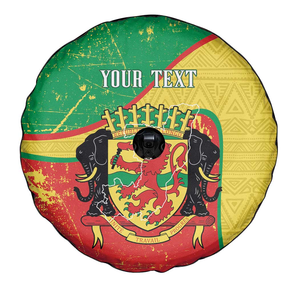 Personalized Congo-Brazzaville Independence Day Spare Tire Cover Coat Of Arms Grunge Style - Wonder Print Shop