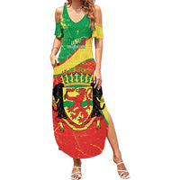 Personalized Congo-Brazzaville Independence Day Summer Maxi Dress Coat Of Arms Grunge Style - Wonder Print Shop