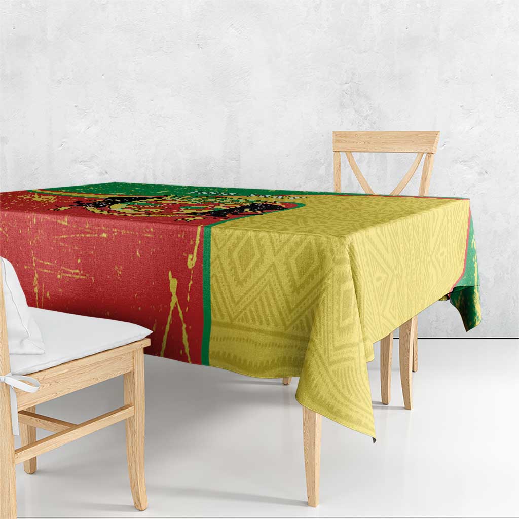 Personalized Congo-Brazzaville Independence Day Tablecloth Coat Of Arms Grunge Style - Wonder Print Shop