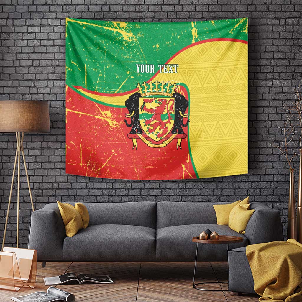Personalized Congo-Brazzaville Independence Day Tapestry Coat Of Arms Grunge Style - Wonder Print Shop