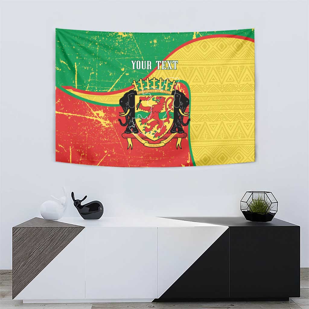 Personalized Congo-Brazzaville Independence Day Tapestry Coat Of Arms Grunge Style - Wonder Print Shop