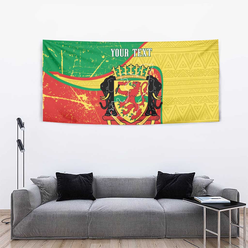 Personalized Congo-Brazzaville Independence Day Tapestry Coat Of Arms Grunge Style - Wonder Print Shop